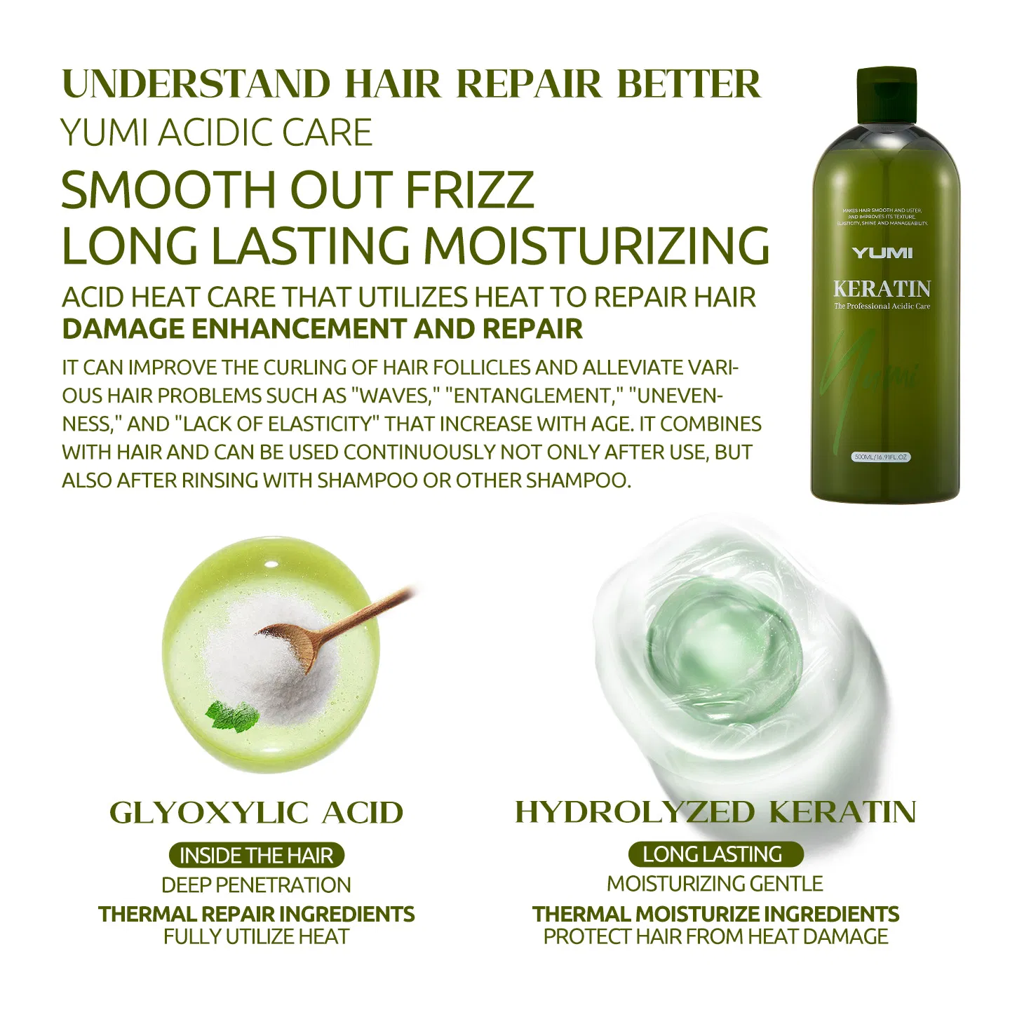 500ml Yumi Deep Repair Smoothing Hair Care Keratin Acidic Care Cream
