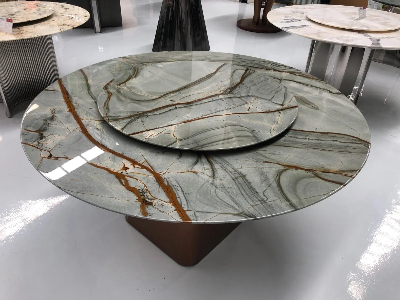 Luxury Rectangular Blue Roma Quartzite Dining/Coffee/Side Table with Stainless Steel Leg
