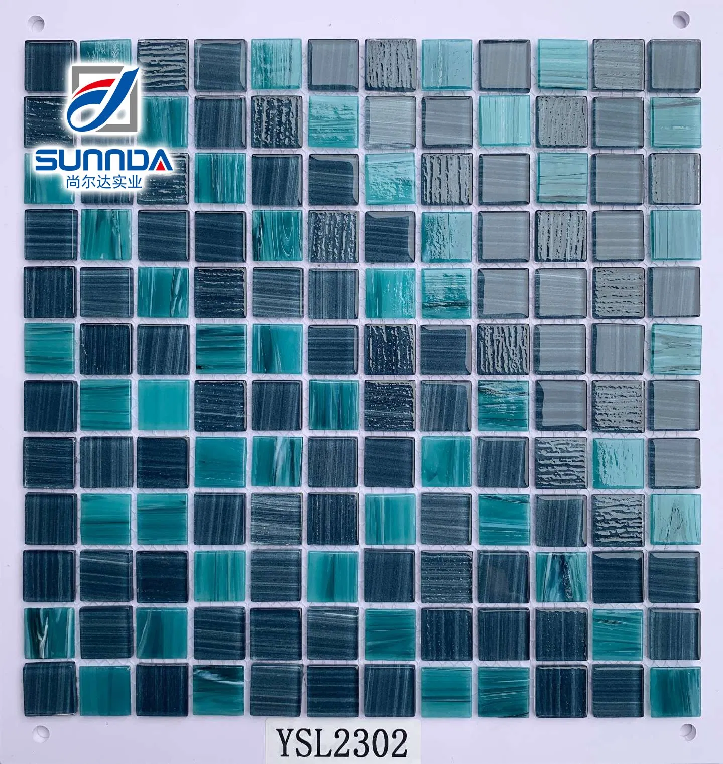 Мозаика стеклянная 30x30мм Aqua Blue для бассейна