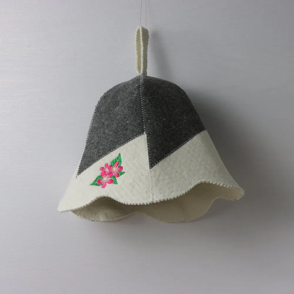 Sauna Hat for Women and Men, Wool Felt Hats Embroidered Sauna Hat Shower Head Cover Sauna Cap