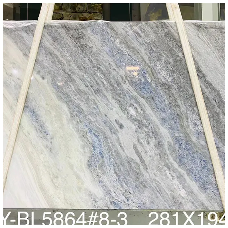 Backlit Blue Crystal Quartzite Slabs