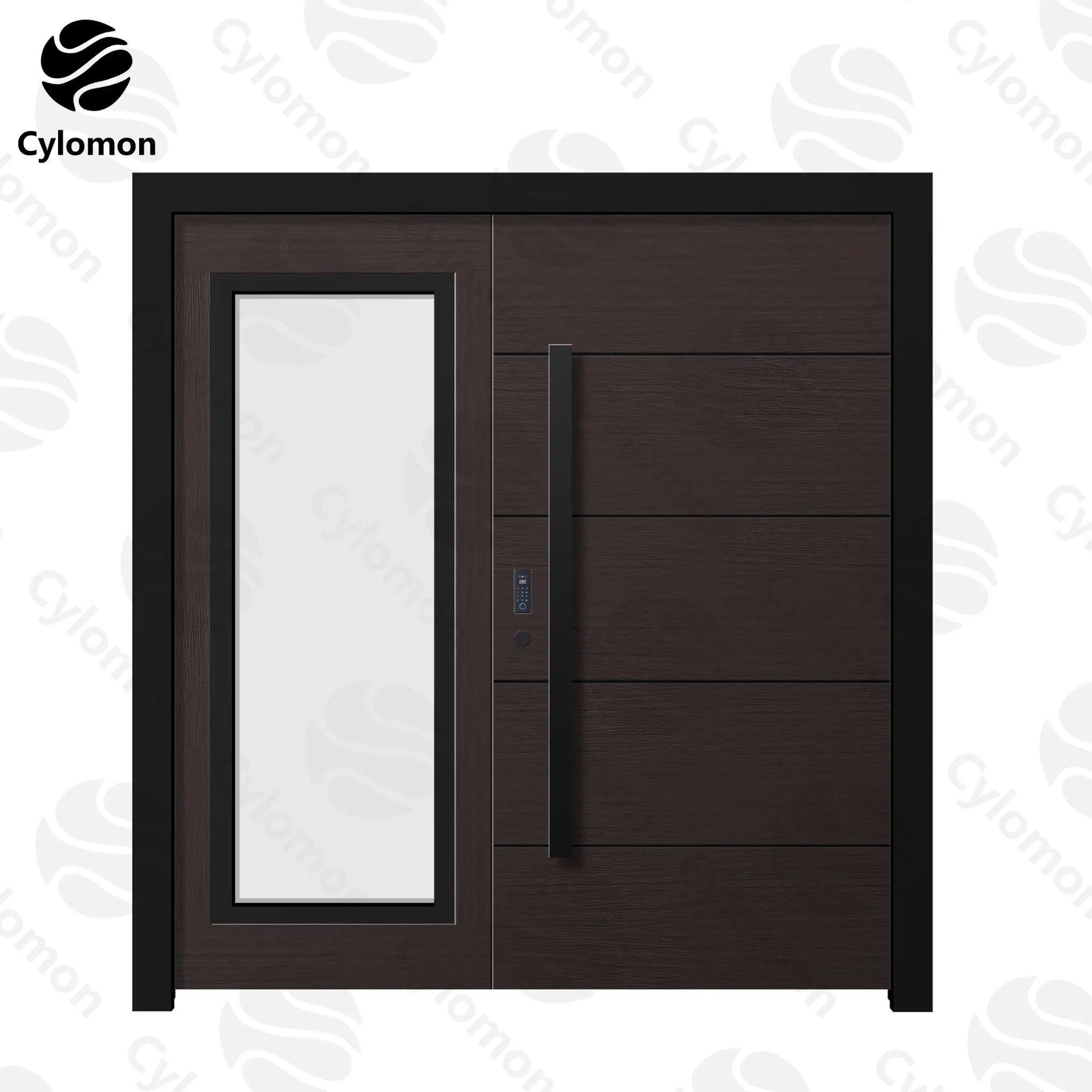 Modern Sleek Waterproof Anti-Theft Zinc-Iron Alloy Metal Safety Tempered Glass Single/Double Front Entry Door