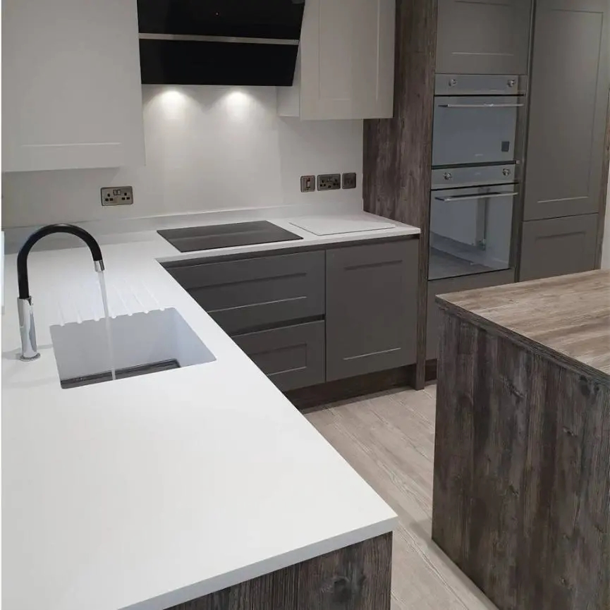 Terrazzo Color Solid Surface Vacuum Membrane Press Machine with Big Chips Grain