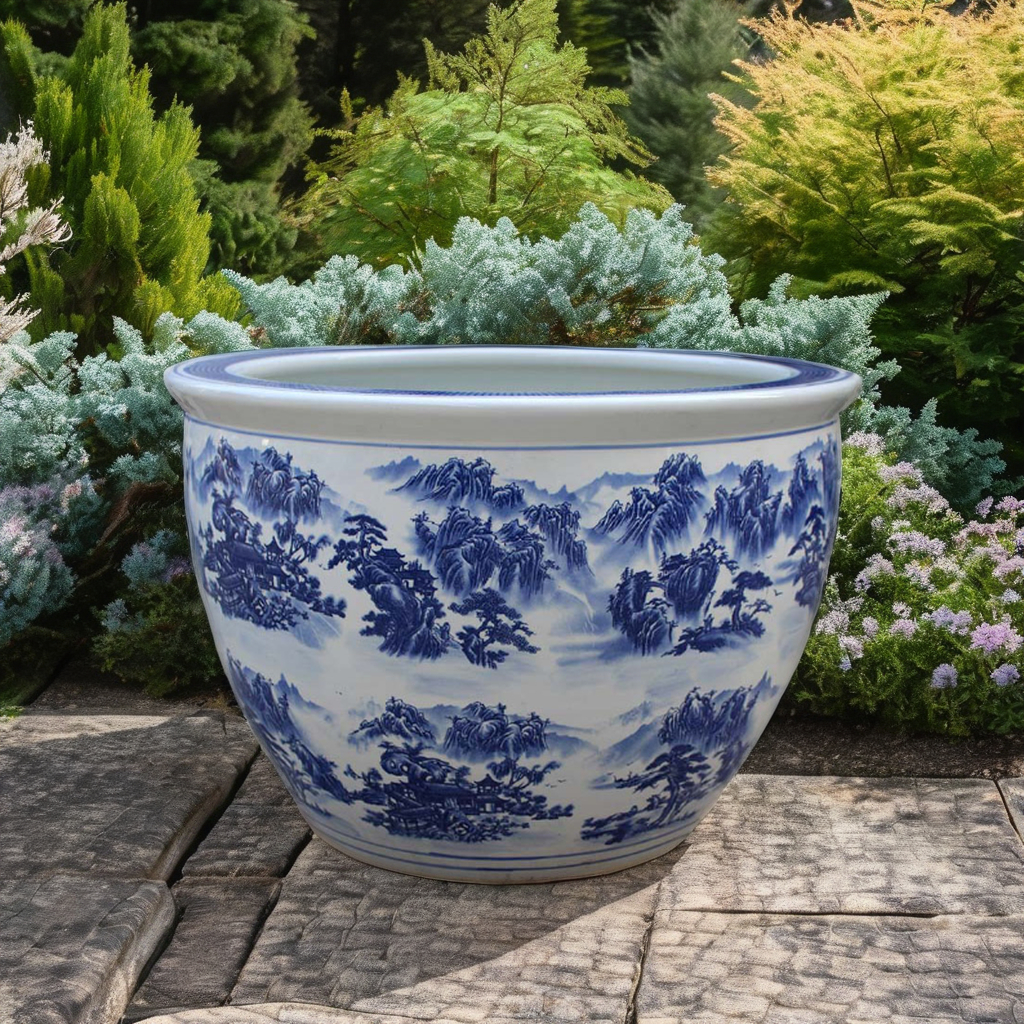 Горшки керамические Jingdezhen уличные большие сине-белые ландшафтные