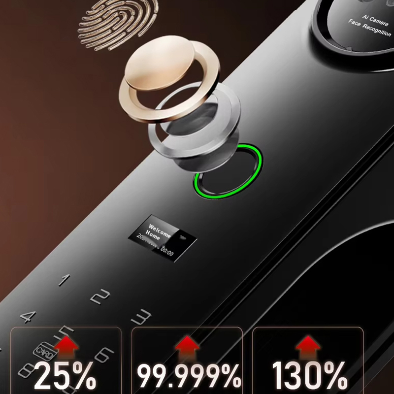High Quality Smart Fingerprint Face Recognition Keypad Lock Cylinder Wood Security Door WiFi Connectivity Cloud Memory Card