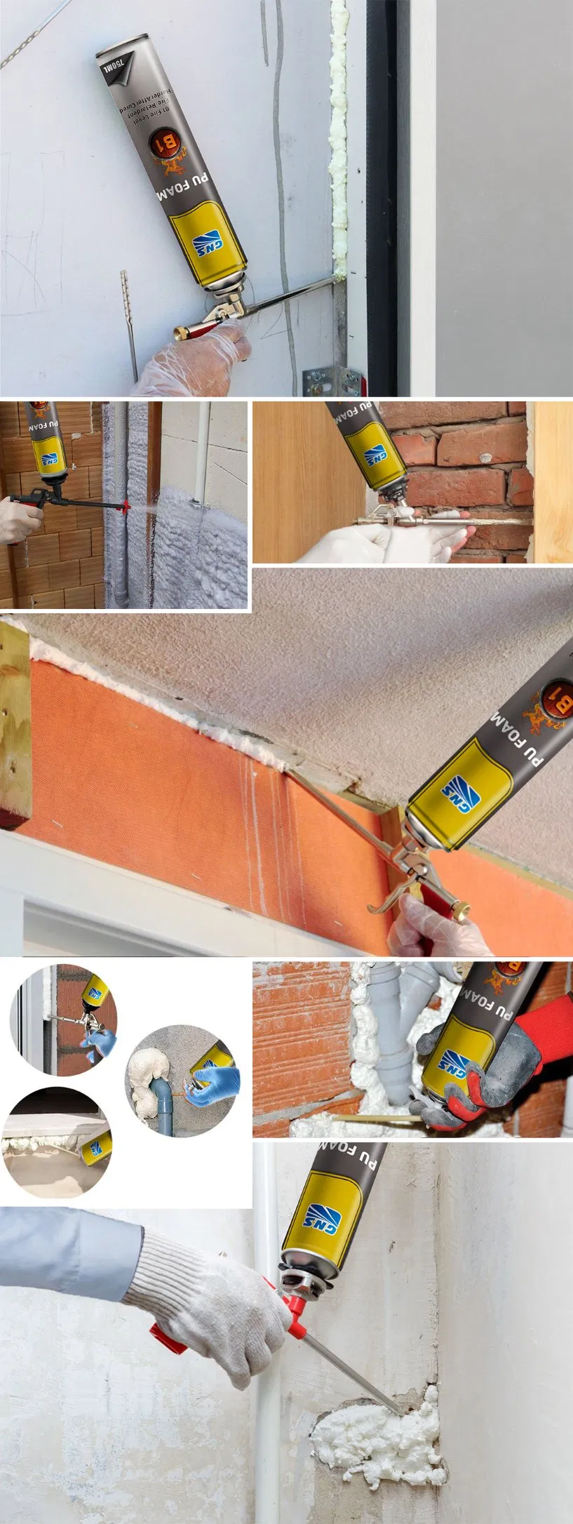Build Materials Environmental Friendly Strong Adhesion B1 Fireproof PU Foam Gap Filler
