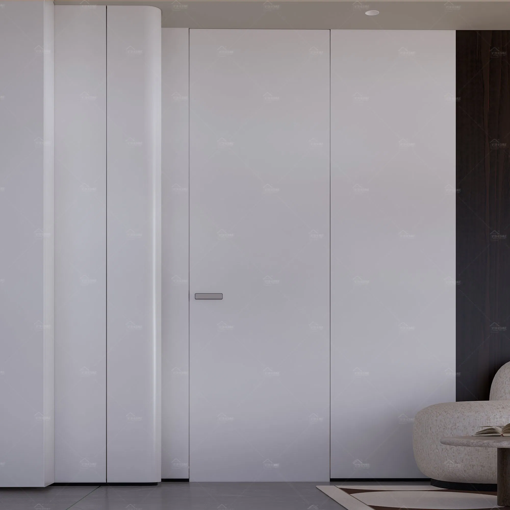 Foshan Yohome Minimalist Fluted Panel Concealed ISO CE Certified Frameless Swing Door for House Villa