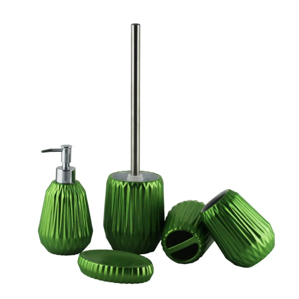 4-Piece Ceramic Soap Dispenser and Body Lotion Bottle Set Printed Household Bathroom Holder PC Material for Home Use