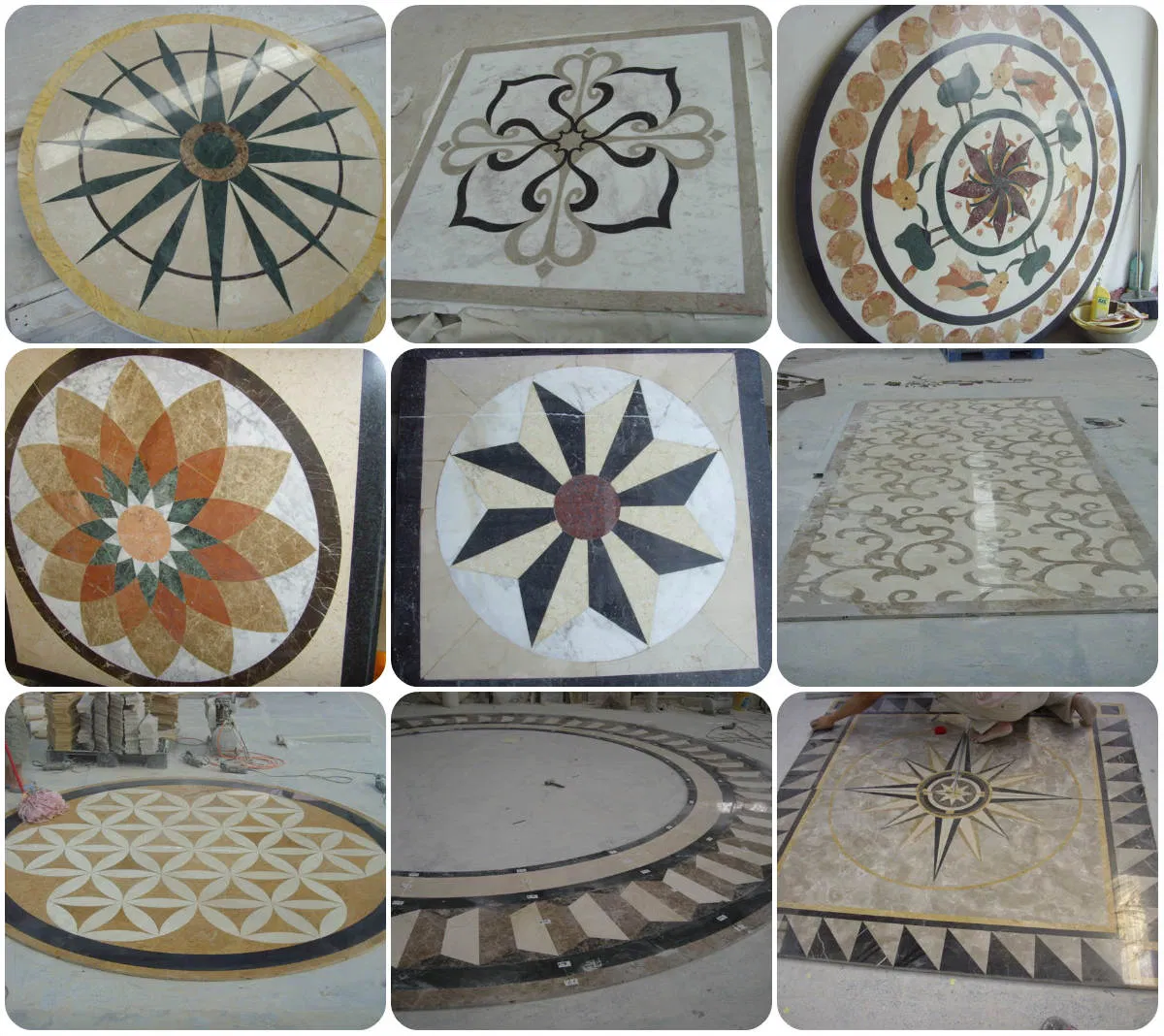 Мраморная мозаика Water Jet Medallion 25x25 см