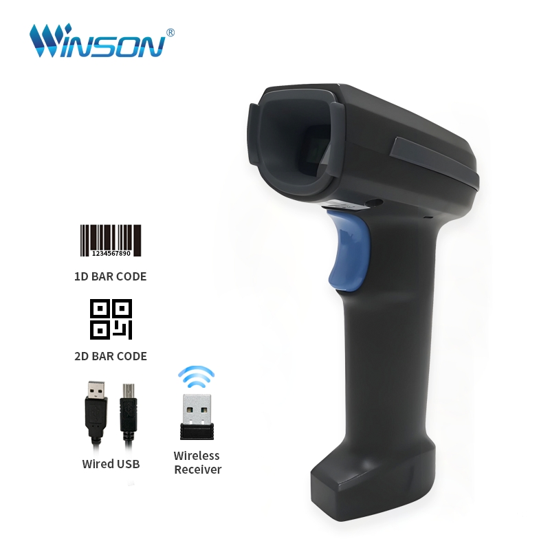 1d 2D Handheld Wireless Bt USB Wired Barcode Reader Reversed Datamatrix Barcode Scanner