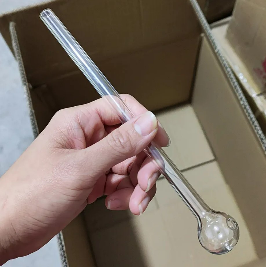 20cm (7.9 inch) Long Oil Burner Thick Pyrex Large Transparent Glass Pipe for Smoking Bubbler Tube