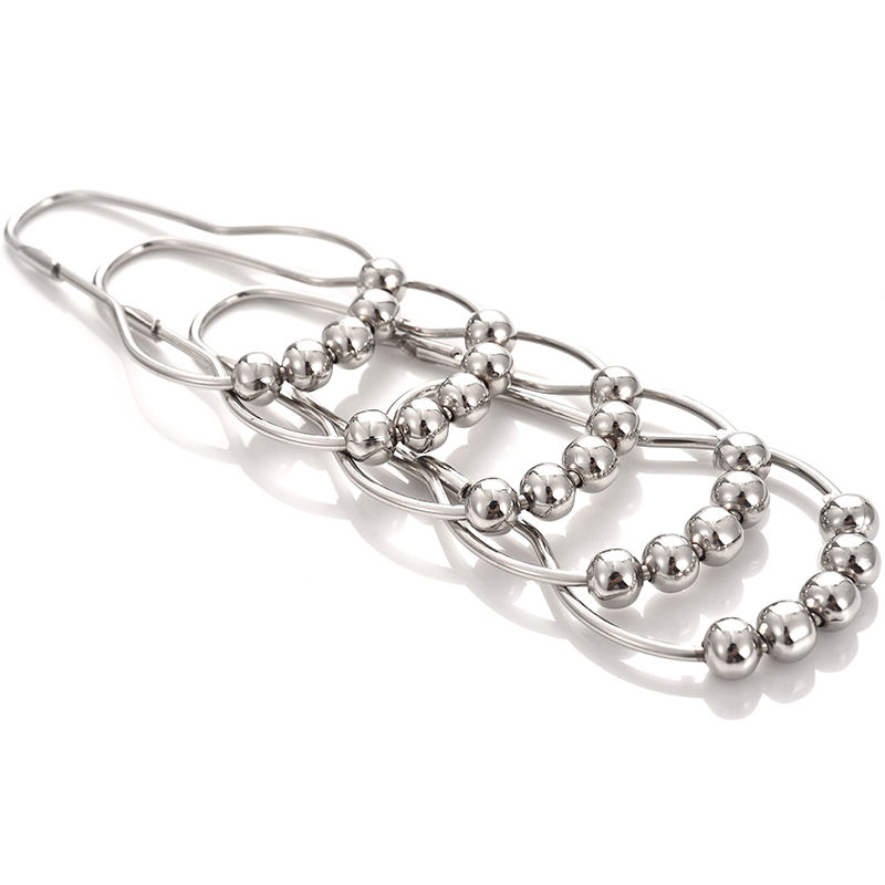 Bathroom Use Stainless Steel Shower Curtain Hooks Rings Hanger 12 PCS Set