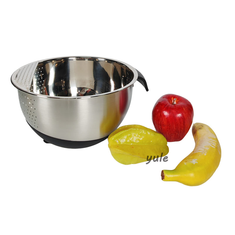 New Design Filtered Stainless Steel Mesh Rice Colander Strainer and Bowl Rice Washing Bowl