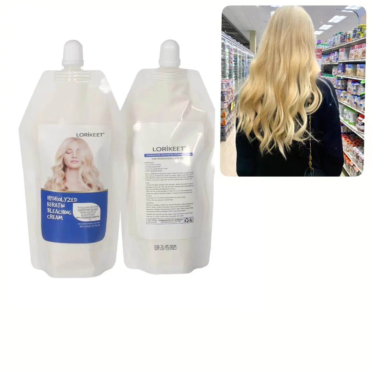 Lift up to 9-11 Levels Hair Bleaching Cream for Lighten Hair Blonde White Hair 500g
