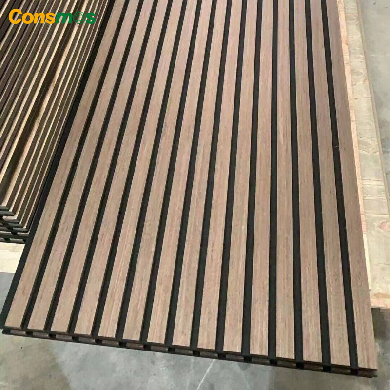 Construction Material Sound Proof Ceiling Sound Absorbing Wooden Design Pet Acoustic Slat Wall Panel