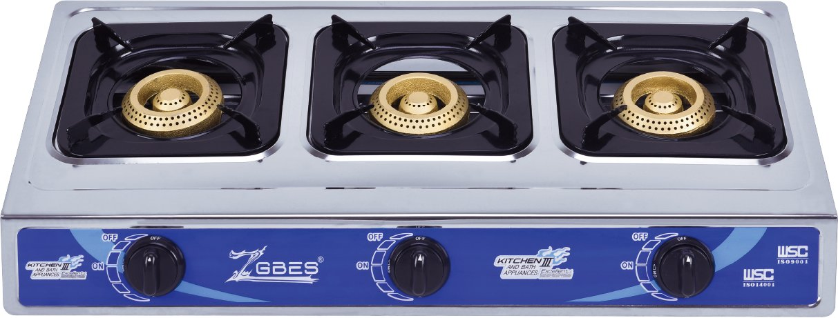 Durable Stainless Steel Gas Stove with 3 Efficient Burners