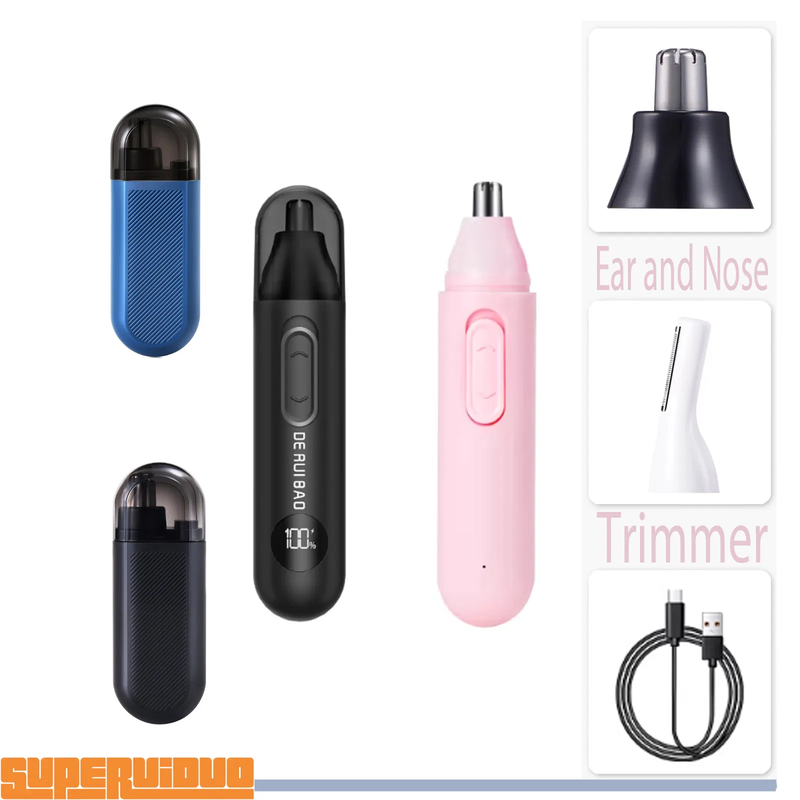 Pink Travel-Size Cosmetic Beauty Nose Hair Trimmer