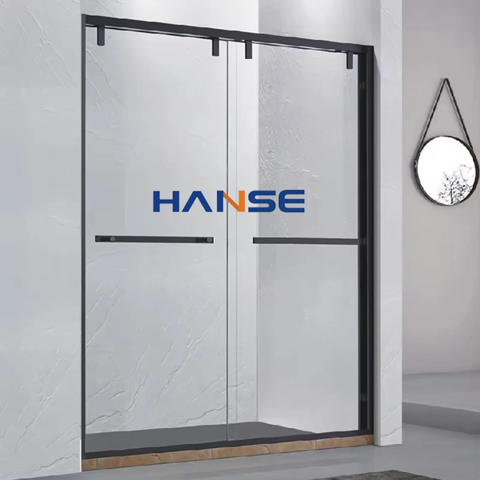 Frosted Glass Straight Shower Room Sliding Design with Frame