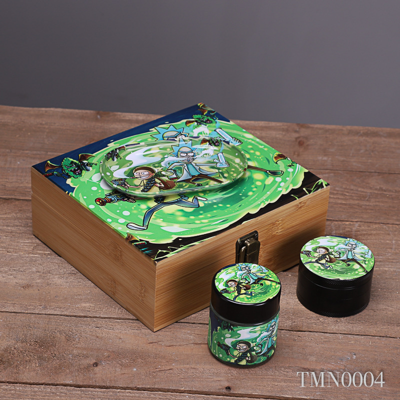 Wooden Box Cigarette Set Cigarette Tray Grinder Storage Tank 4 Sets of Cigarette Set Manufacturers Wholesale