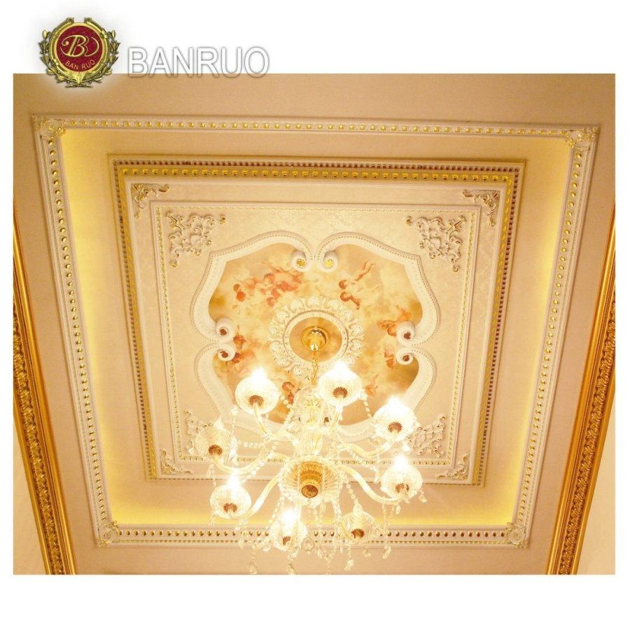 Golden Ceiling Medallions Artistic Ceiling Panel for Light Decoration