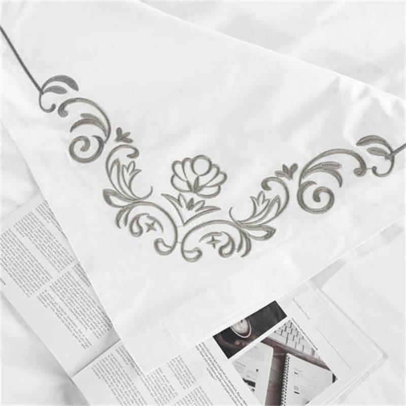 Luxury 100% Cotton Embroidered Bed Linen 300tc Jacquard Stripes Hotel Bedsheet Set