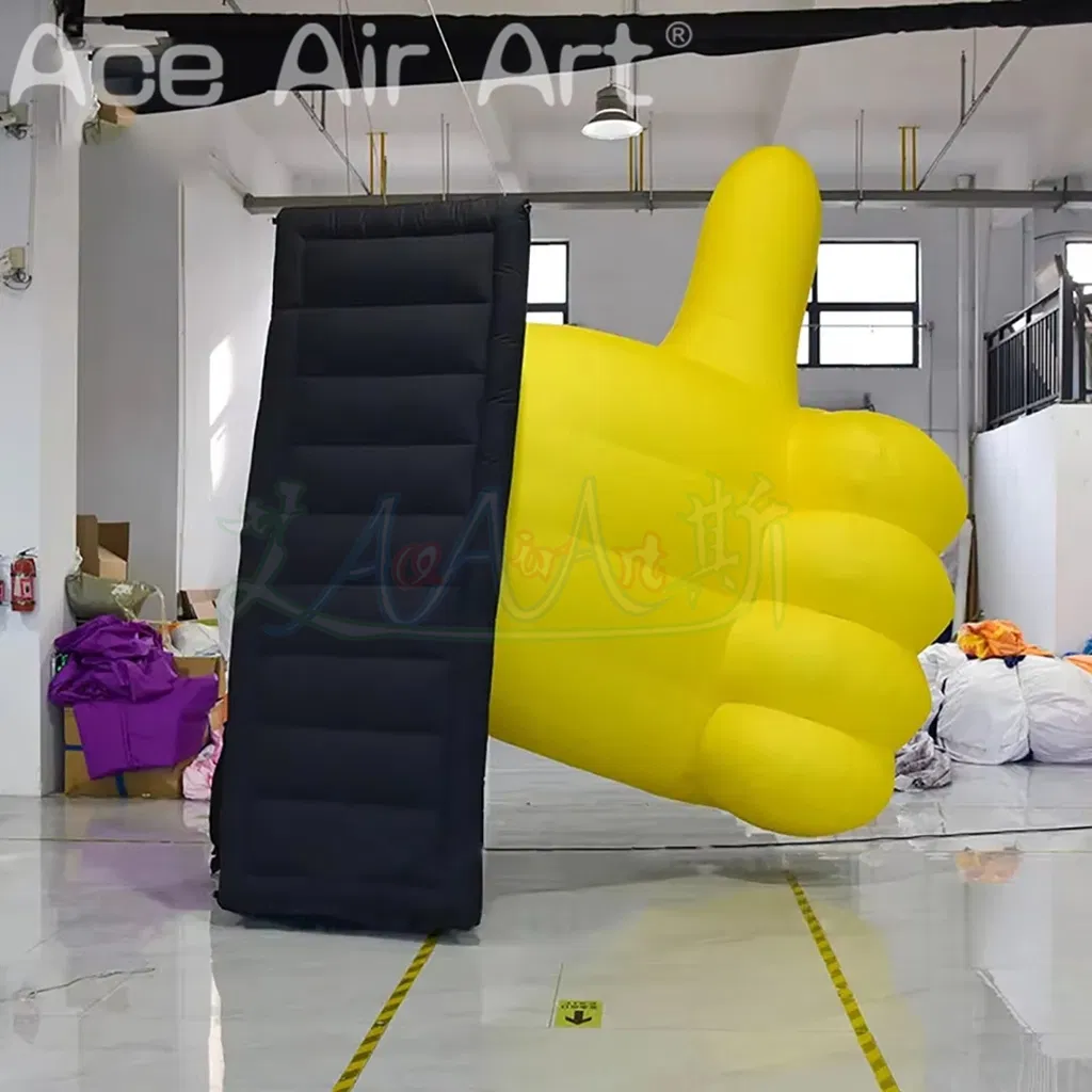 Giant Inflatable Cartoon Yellow Approval Hand Air Blow Good Gesture Model for Outdoor Event Promotion Advertising