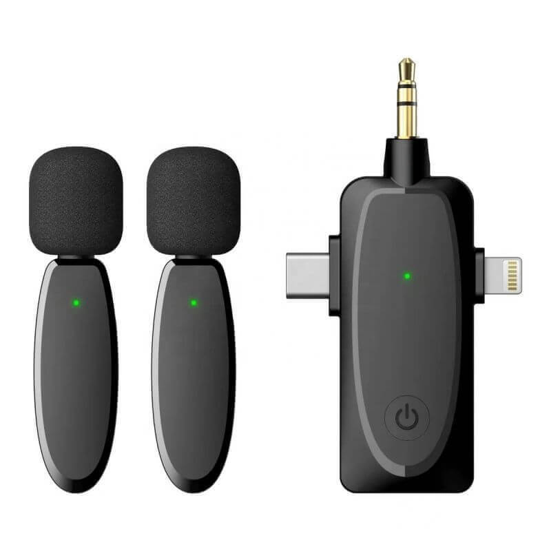 Mini Dual Wireless Microphone Clip-on Lapel Mic for Camera Computer Accessories