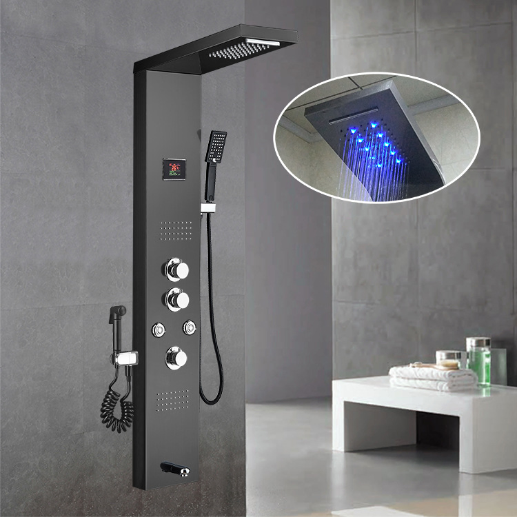 Thermostatic 6 Function Shower Panel with LED Light Display