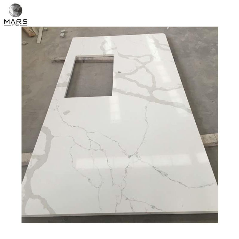 Solid Surface White Grain Engineered 20mm Thick Calacatta Quartz Stone Slab for Bar Vanity Kitchen Decoration Panel