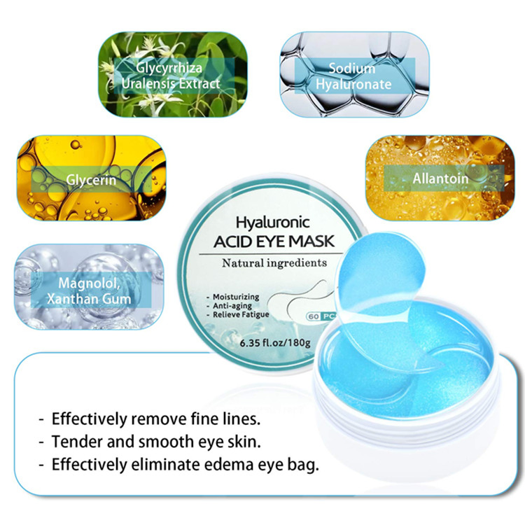 OEM Natural Hyaluronic Acid Eye Mask for Moisturizing and Anti Aging
