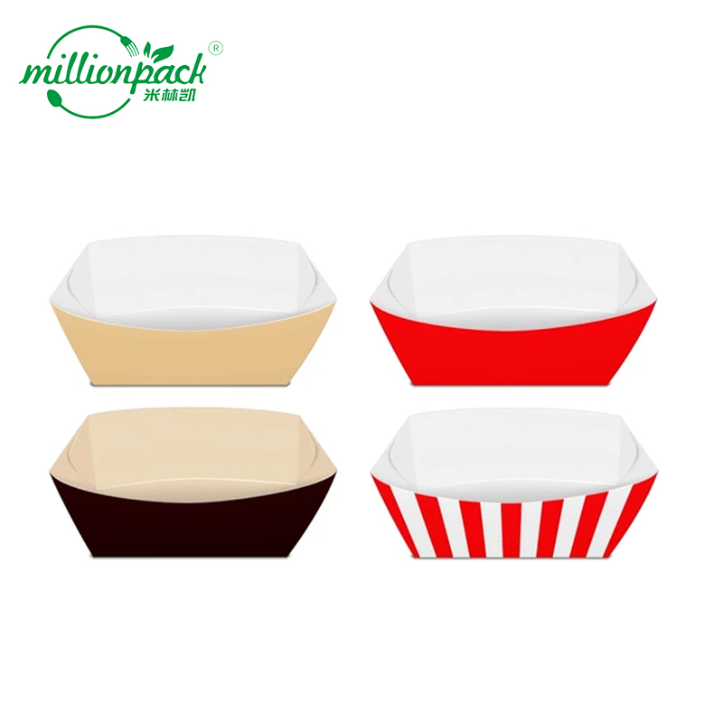 Customized Paper Tray with Logo for Food Packaging Branding Support Catering Shops