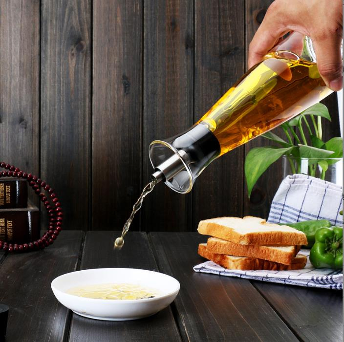 Household Glass Oil Pot Kitchen Spice Bottle Jar Kitchen Cooking Oil Bottle Double Pot 2 Outlet Sauce Bottle with Lid