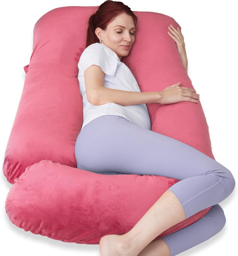 Soft U Shaped Pregnancy Pillow with Cooling Cover, Extra Large U Shaped Body Pillow, Maternity Pillow for Pregnant Women