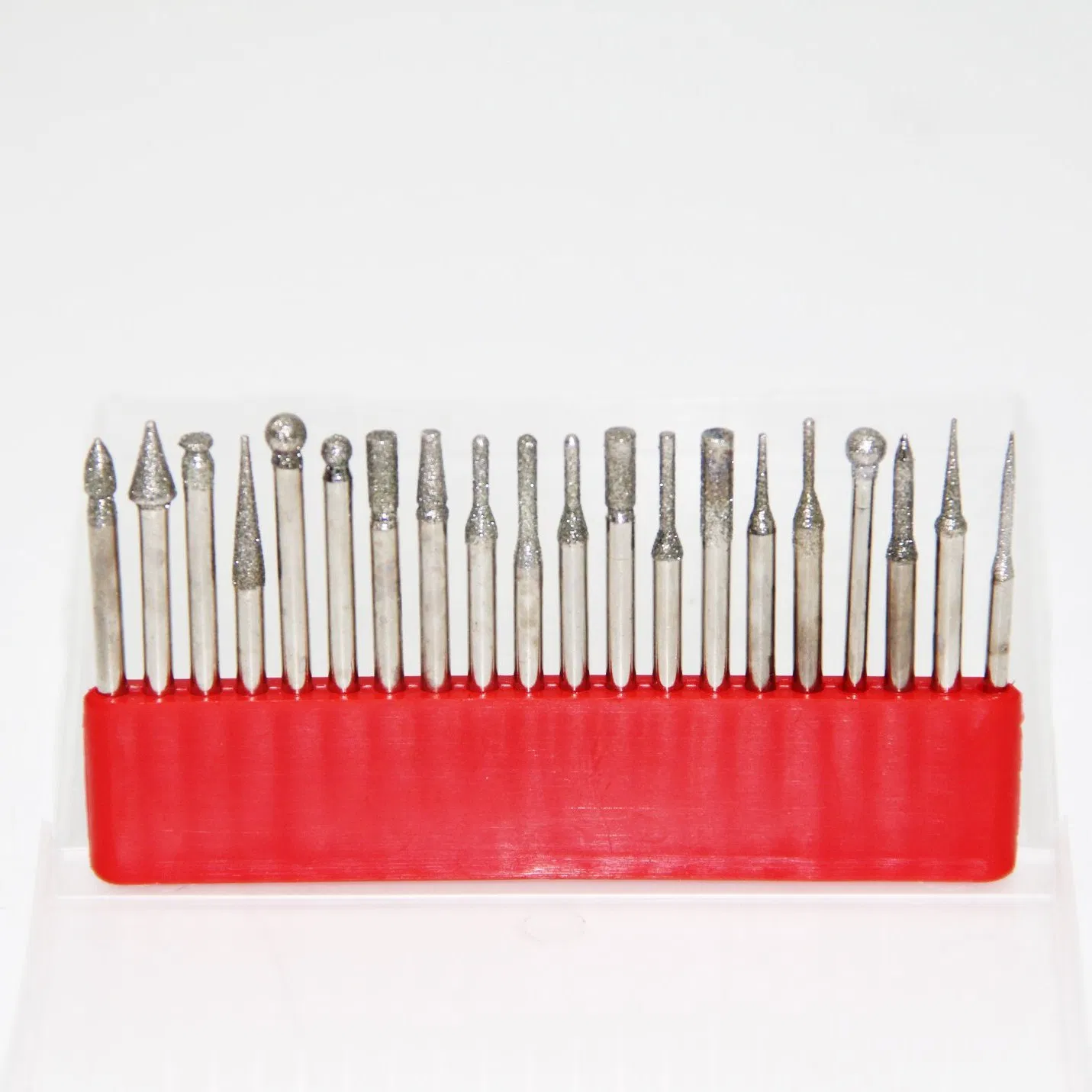 High Quality 3mm Shank 20 PCS Red Plastic Box Diamond Mounted Points