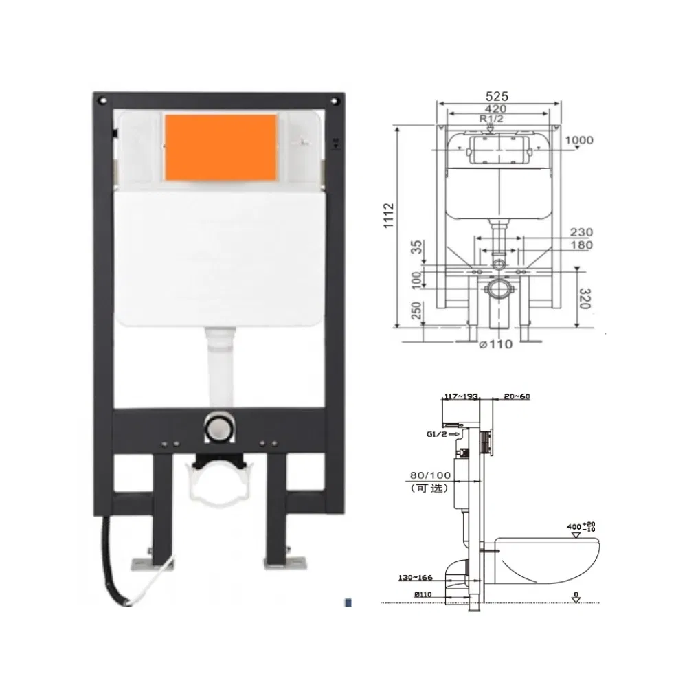 Good Quality HDPE Molding Hidden Flushing Concealed Cistern for Wall Toilet