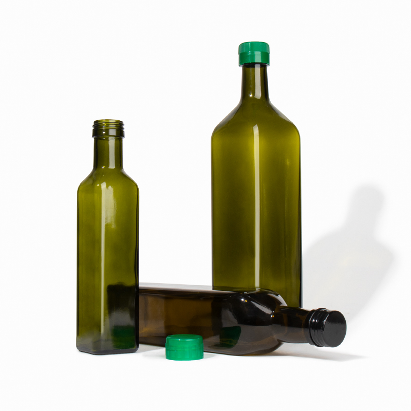 Custom Label Square Amber Dark Green Kitchen Oil 250ml 500ml 750ml Olive Oil Glass Bottle