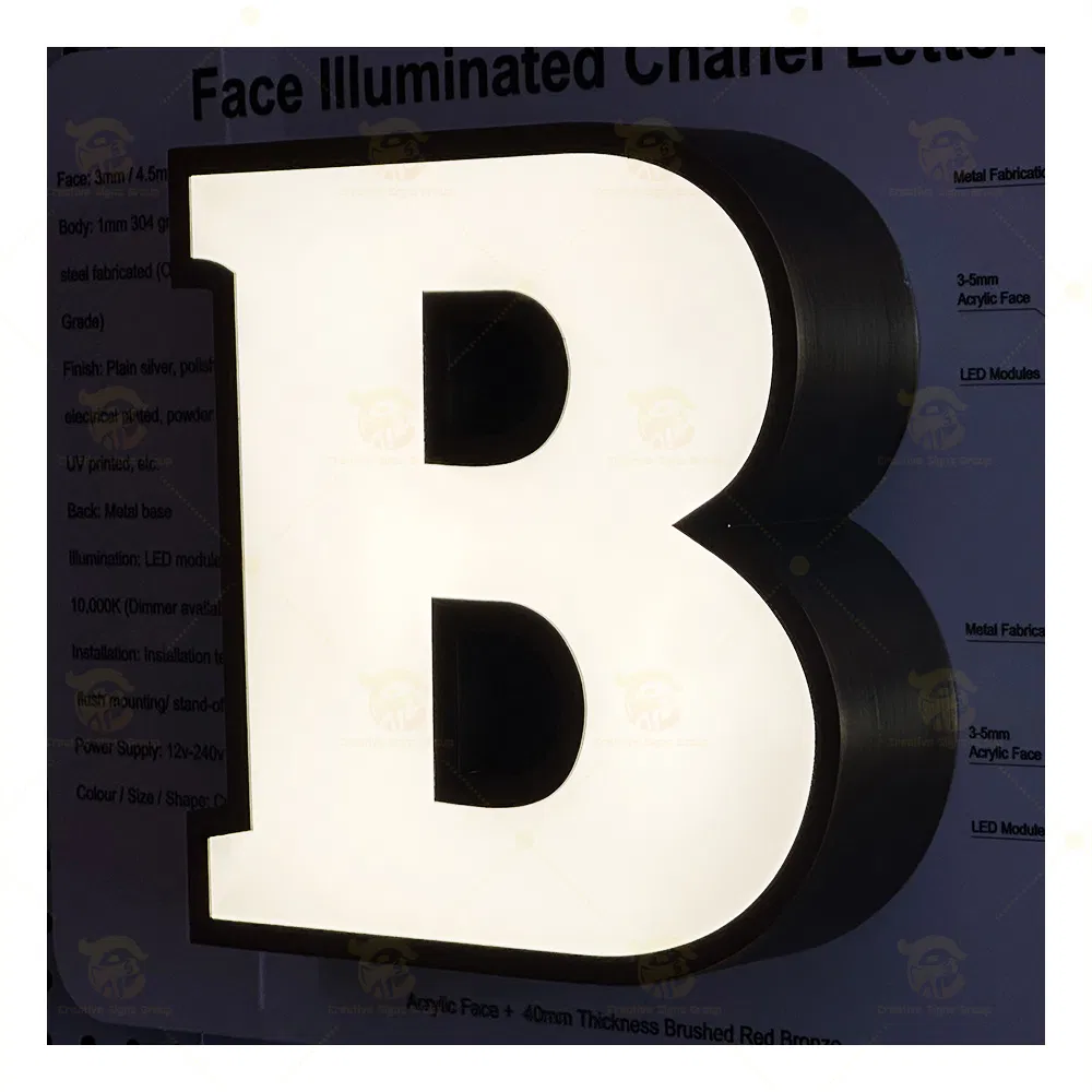 Face Illuminated Channel Letters Custom LED Front Lit Sign Letters