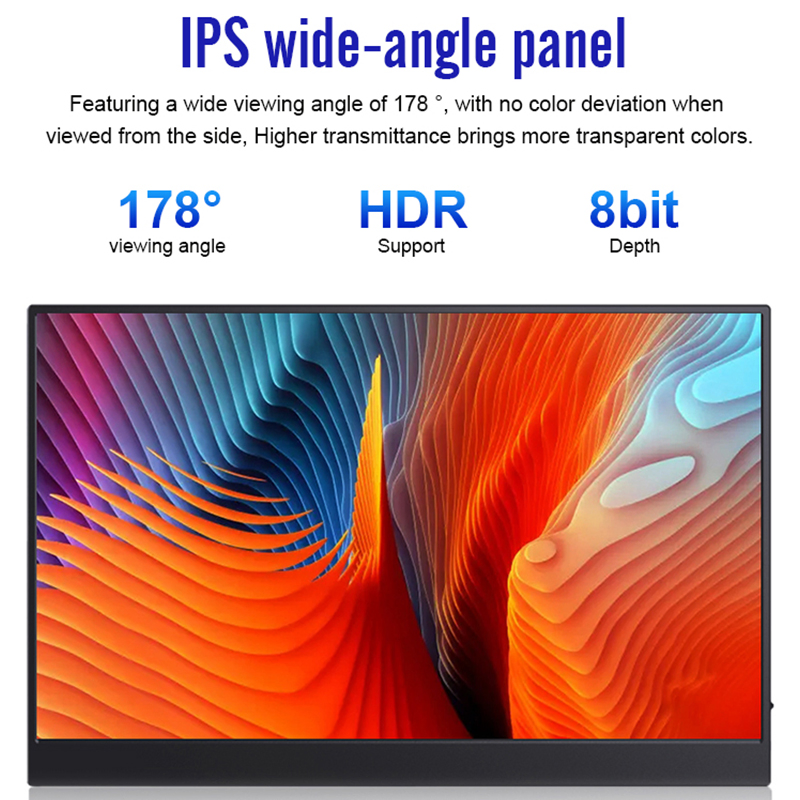 14 Inch Full HD 1080P Gaming Monitor 60Hz 6ms Portable Monitor with Type-C USB for Laptop PC Mobile Phone