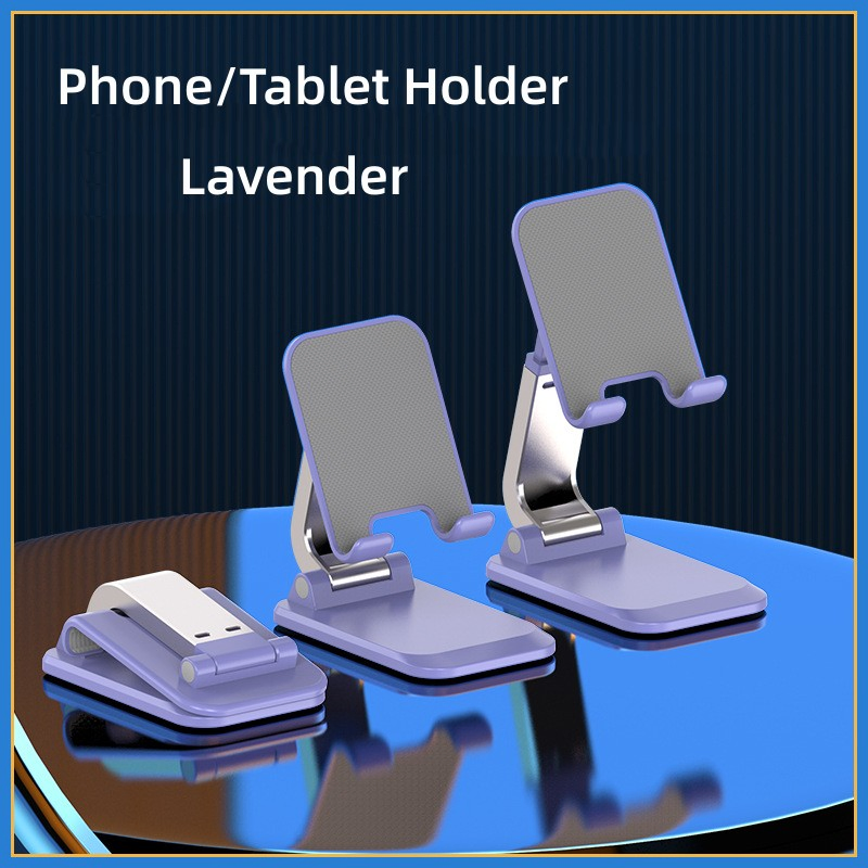 Cell Phone Stand, Tablet Stand, Adjustable Angle Height Phone Stand for Desk, Partially Foldable/Portable Phone Holder, Compatible for iPhone/iPad Purple