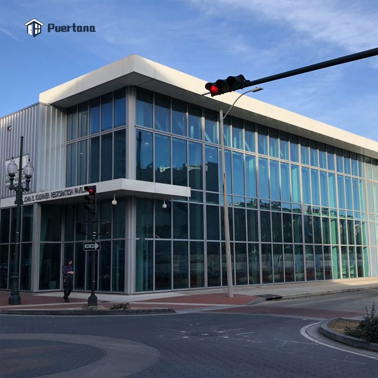 Frameless Mirror Curved Double Glass Curtain Wall Facade Building with Operable Awning Window