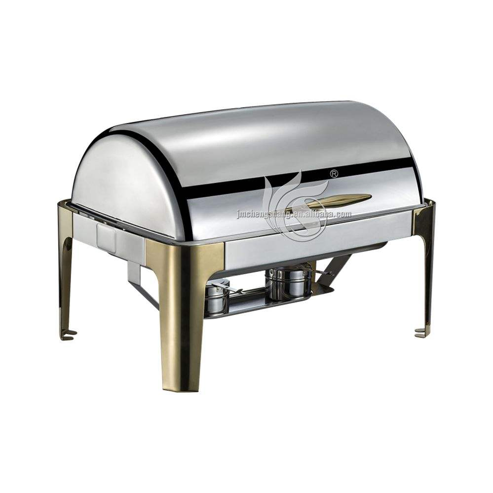 Luxury Supply 9L Stainless Steel Gold Plating Chafing Dishes Hot Pot Sets Buffet Food Warmers