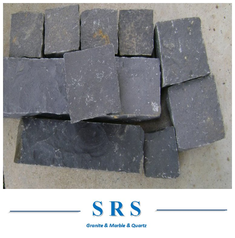 Flamed/ Natural Split Zp Black Basalt for Cube Paving Stone