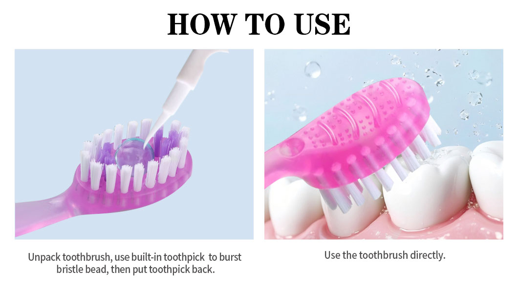 Portable Travel Toothbrush with Fresh Soft Beads Disposable and Independently Packaged Without Toothpaste