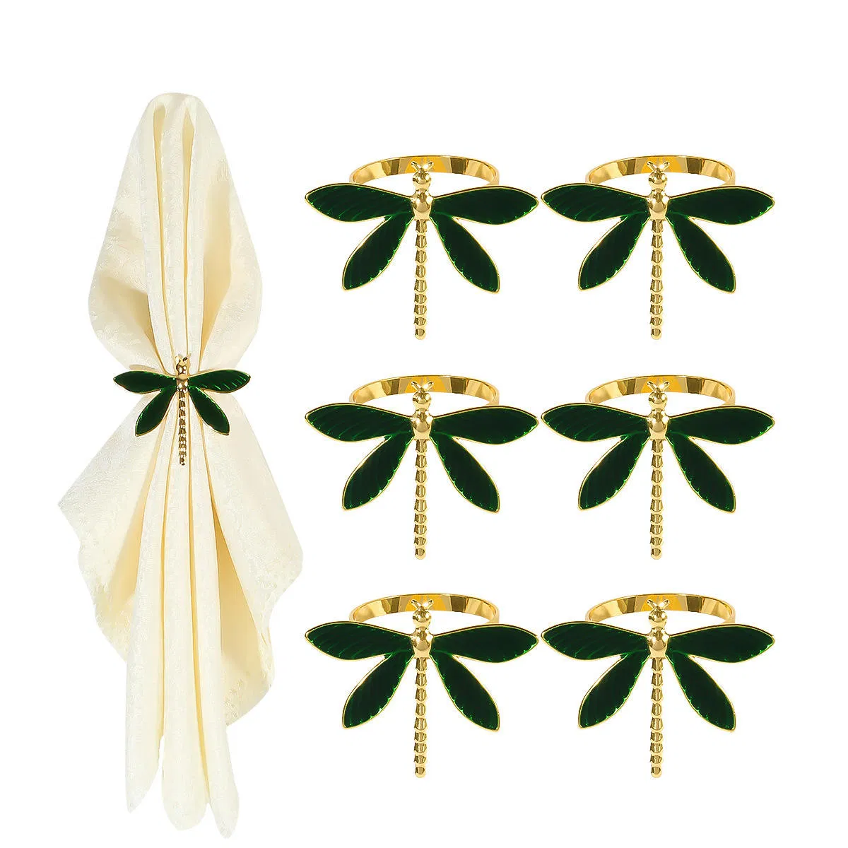 Hot Sale Elegant Handmade Dragonfly Napkin Rings for Home Hotel Party Dining Table Decoration