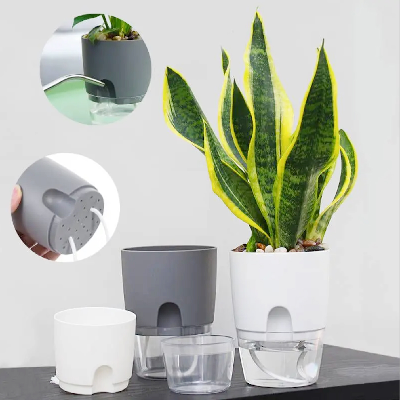 Горшок гидропонный прозрачный двухслойный автополив