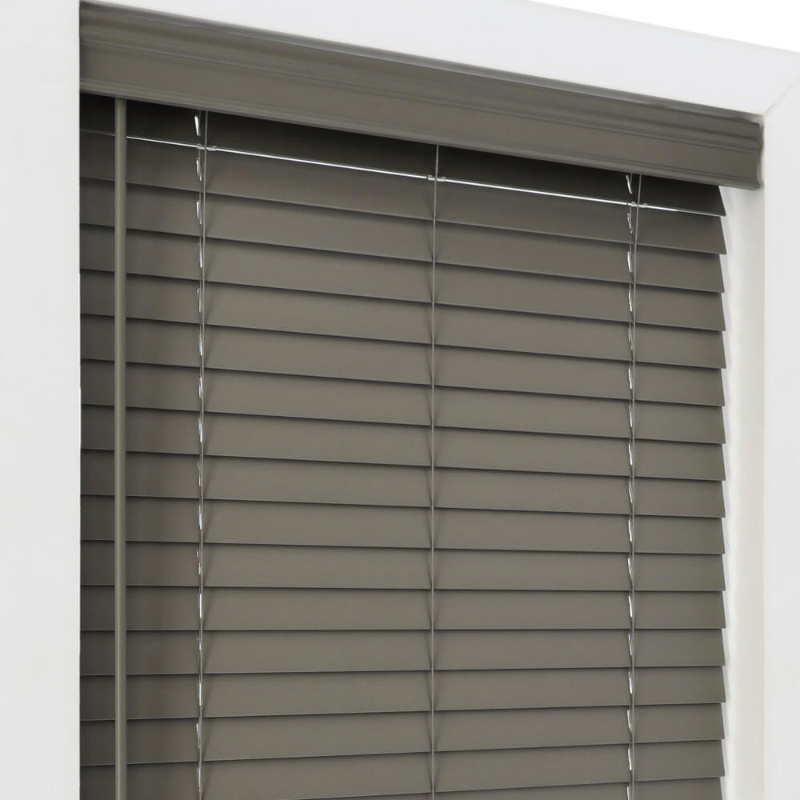 High Quality Vinyl Faux Wood Blinds Dark Grey & Black Style