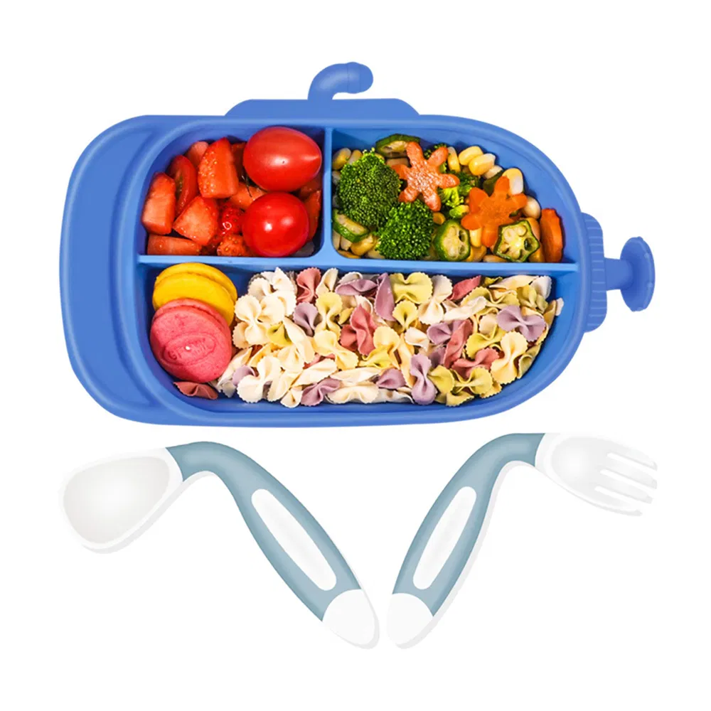 Customized Cute Submarine Shape Silicone Dining Plate Essential Kitchen Utensils for Babies