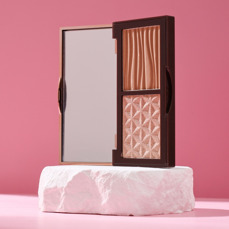 Double Color Blush Palette Highlighters Bronzer Custom Logo