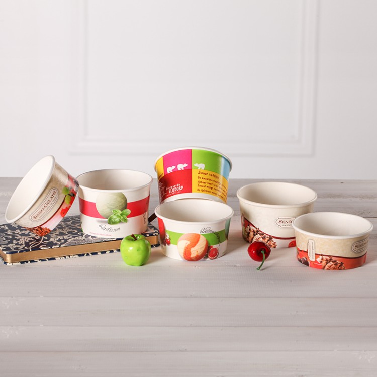 Disposable Food Grade Biodegradable Yogurt Paper Bowl Ice Cream Cup