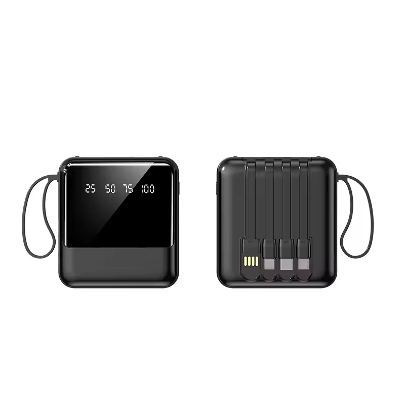 Портативный Power Bank 10000mAh с логотипом и встроенным кабелем
